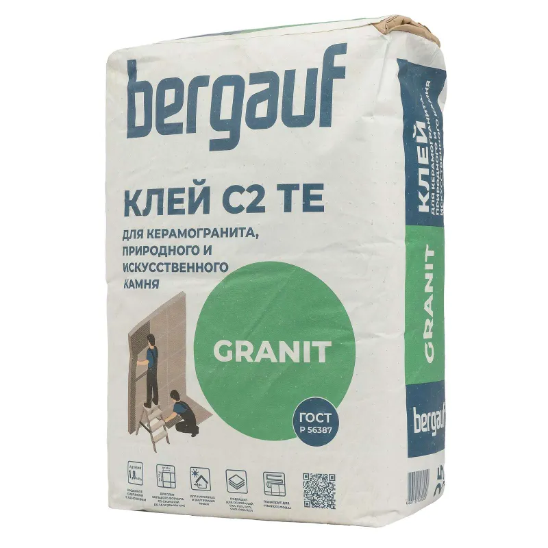 Клей плиточный Bergauf Granit для тяжелых плит С2ТЕ, 25 кг — купить в Тюмени