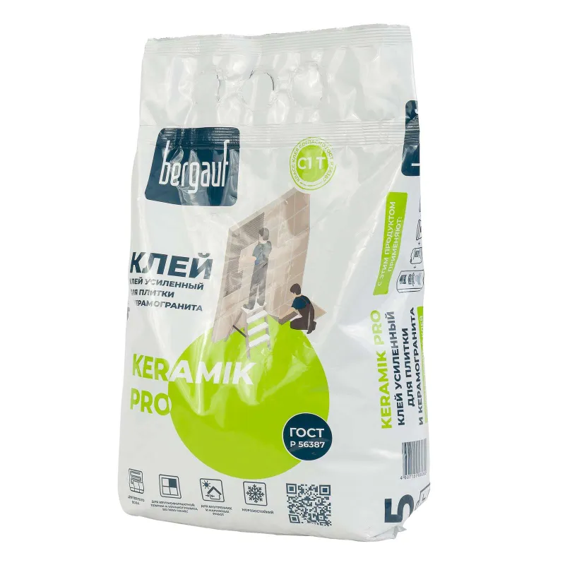 Клей плиточный Bergauf Keramik Pro С1Т, 5 кг — купить в Тюмени