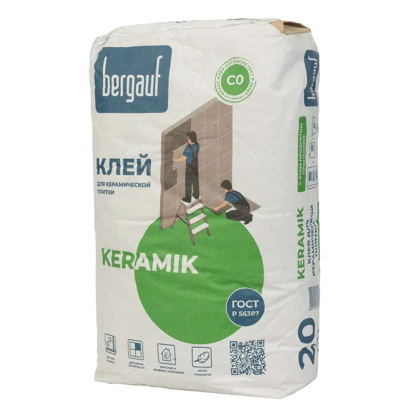 Клей плиточный Bergauf Keramik С0, 20 кг — купить в Тюмени