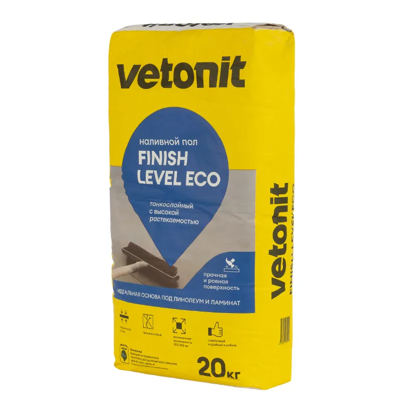 Наливной пол Vetonit finish level eco М200 20кг — купить в Тюмени