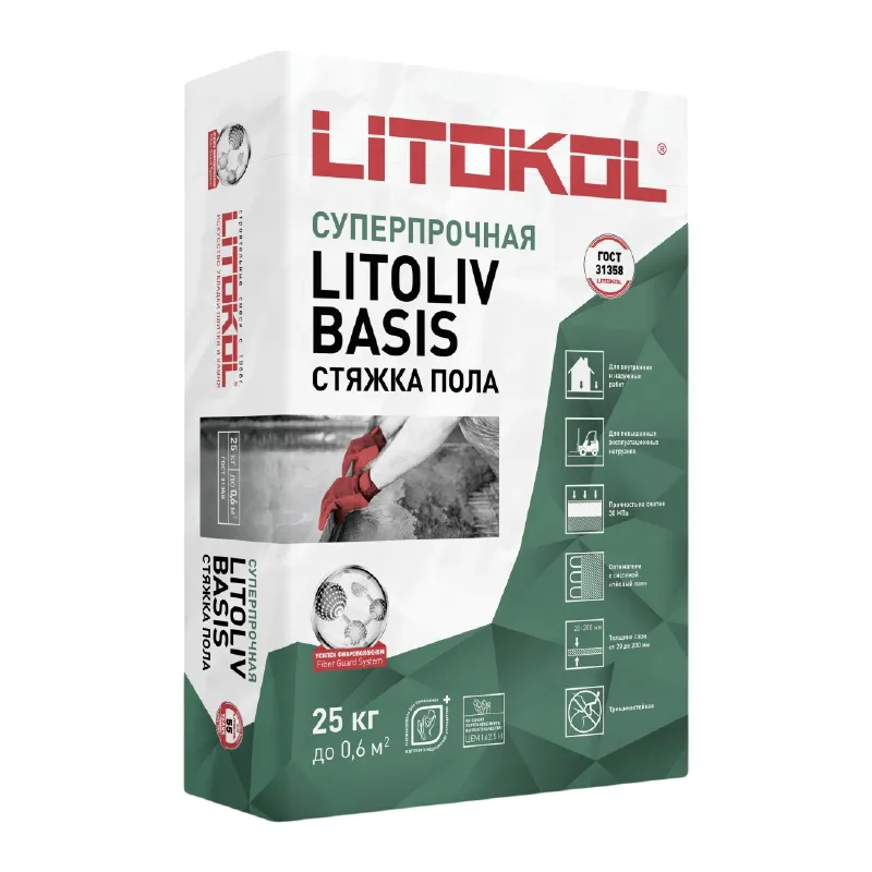 Стяжка пола Litokol Litoliv Basis М300 25кг — купить в Тюмени