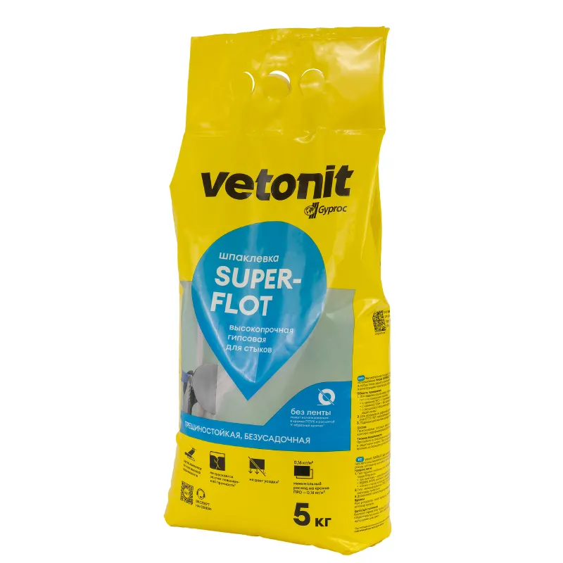 Шпаклевка Vetonit Superflot гипсовая для заделки швов и стыков  5кг — купить в Тюмени