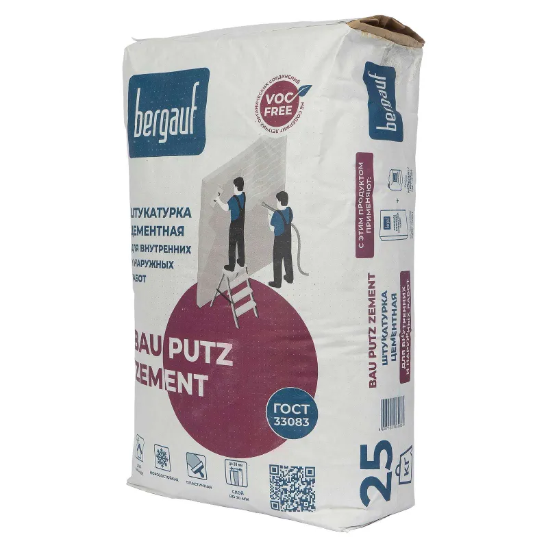 Штукатурка Бергауф Bau Putz Zement цементная 25 кг — купить в Тюмени