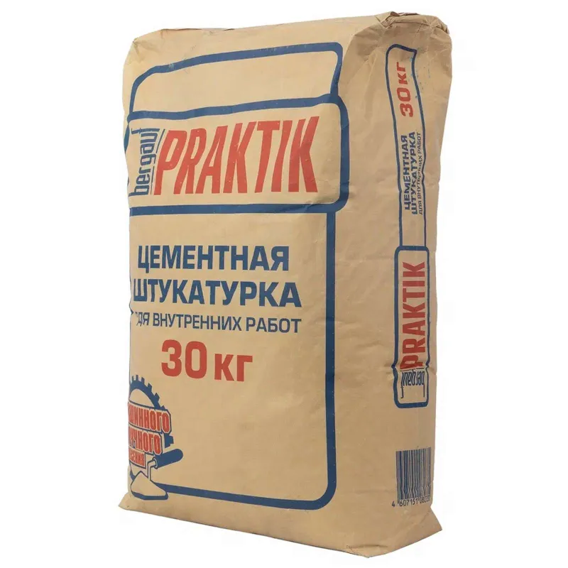 Штукатурка Бергауф Praktik цементная для внутренних работ 30 кг — купить в Тюмени